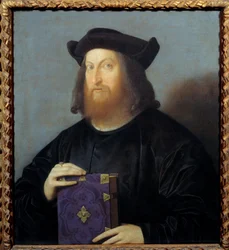 詩人・建築家のジャンジョルジオ・トリッシーノ（1478-1550）の肖像。Vincenzo Catena（1470-1531）による絵画 15世紀の太陽。0,72x0,63 m - 詩人で建築家のジャンジョルジオ・トリッシーノ（1478-1550）の肖像。ヴィンチェンツォ・カテーナ(1470-1531)の絵画
