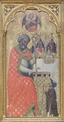 巡礼者を祝福する聖ペテロ 1350年頃 パネルにテンペラ