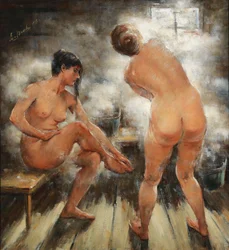 1918年、ロシアのスチームバスにて。