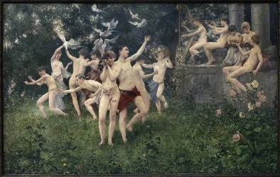 春祭り（寓意的な場面）。カレル・ヴィテスラヴ・マセック（1865-1927）の絵画、油彩・キャンバス