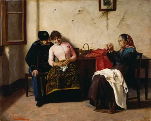 求婚者、ヴィットリオ・レッジャニーニ作（1858-1938）、キャンバスに油彩、65x59.5cm