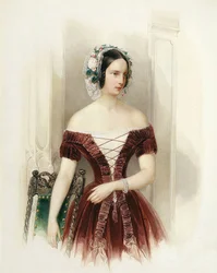 ロシアのアレクサンドラ・ニコラエフナ公爵夫人の肖像 (1825-1844) ヘッセ・カッセルの王女 (ロシアの大公アレクサンドラ・ニコラエフナ) ウラジミール・イワノビッチ・ハウ (ガウ) (1816-1895) による絵画 1840年頃 サンクトペテルブルク国立野外博物館 ペテルゴフ