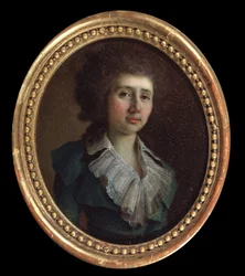 作家ヴァシリー V. カプニスト (1757 または 1758-1823) の肖像。 （著者ヴァシリー・V・カプニストの肖像）。 Vladimir Lukich Borovikovsky (ou Borovikovski) (1757-1825) による絵画。 ユイル・シュル・トワル