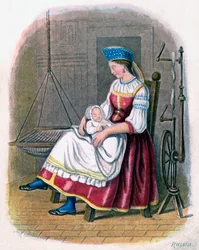 ロシアの女と赤ちゃん、1809年。
