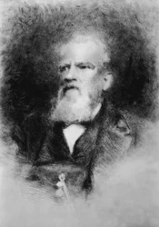イタリアの作曲家、アルベルト・マズカート（1813-1877）の肖像、エッチング