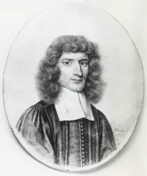 イギリスのキリスト教神学者・数学者、アイザック・バロー（1630-1677）の肖像、エングレーヴィング