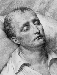 ナポレオン・ボナパルト（1769-1821）の死に際の肖像、リトグラフ