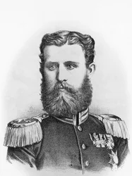 ホーエンツォレルン・シグマリンゲン公レオポルド（1835-1905）の肖像（プロイセンのスペイン王位候補）、エングレービング
