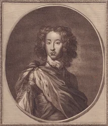 グロスター公爵であるデンマーク・ノルウェーのウィリアム（1689-1700）の肖像、G・クネラーの絵画からジョン・ゴールダー（1729-1795）による銅版画、20x17cm、ポール・ド・ラパンの『イングランドの歴史』から、ハリソン版、ロンドン、1月22日。