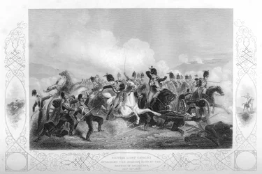 1854年から1857年のクリミア戦争中にバラクラバでロシアの銃を攻撃していた軽騎兵。