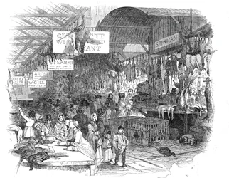 1845年のクリスマスイブに開催されたLeadenhall Market。