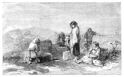 聖なる井戸への巡礼者たち - F.W.トファム作 - 1845年の新水彩画展より。