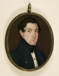 エベネゼル・ホワイトのミニチュア肖像画 1837年頃 （水彩、象牙、革、銅合金、ガラス