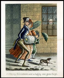 メリークリスマスと新年あけましておめでとうございます、ビクトリア朝のクリスマスカード
