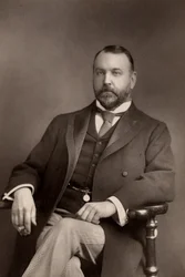 「シドニー・グランディ（1848～1914）イギリスの劇作家、法廷弁護士。喜劇や茶番劇を中心に数多くの戯曲を発表。(ウッドベリータイプ)