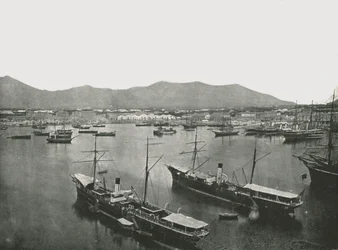 港の概観、パレルモ、シチリア島、イタリア、1895年。
