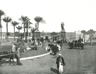 Kasr-el-nil橋、カイロ、エジプト、1895年。