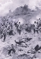 1915年の陸と海でのイギリスの戦いのイラスト