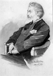 フレデリック・レイトン卿（1830-96）の肖像 1892年（紙に鉛筆とウォッシュ