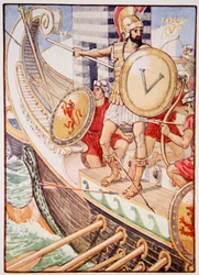 彼はすべての矢の的になった。イラストはメアリー・マクレガーの「The Story of Greece」より