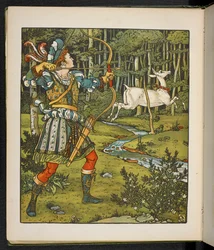 Ilustração para a história, o Hind na madeira.