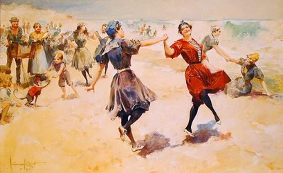 浜辺の散歩者」1897年頃（イラストボードに水彩画