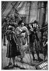 ロバート・ルイス・スティーブンソン（1850-1894）の小説「宝島」のために、ウォルター・パジェット（1863-1935）が描いたイラスト。
