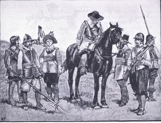 クロムウェリ軍の兵士の種類、1940年頃にWaverley社から出版された『The History of the British People』のイラスト（リトグラフ版