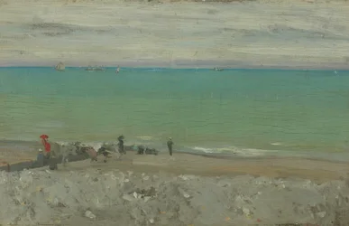 ディエップの浜辺、1885年頃（油彩、パネル）