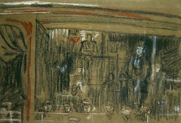 The Old Middlesex」の観客のための習作（クレヨン、ペン、インク、紙）