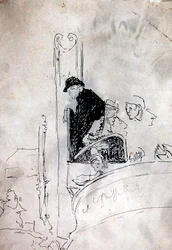 The Gallery of the Old Bedford, c.1895-1900 （ペンとインク、紙）