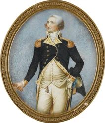 ジョージ・ワシントン(1732-1799)の肖像、ロバートソン、ウォルター(1750-1801)作。水彩画、角にガッシュ
