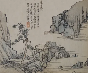 馬遠の風景画。1190～1225年頃の馬元の風景、「芥子の種のガルドから」、1679年の初版。
