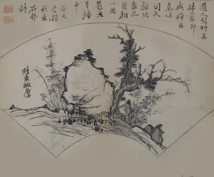 蘇軾（そしょく）1037-1101の「老樹・竹・岩」を徐渭（じょい）が解釈したもので、1679年の初版。