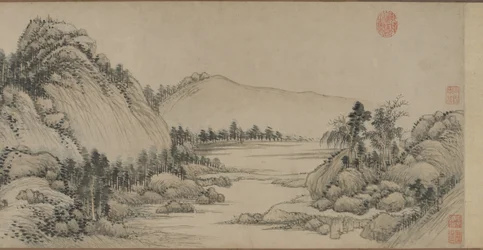 1672年、清朝時代の黄公王後の府春山地の住居（紙にインクと色）