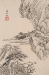 さまざまな巨匠のスタイルの風景：王蒙の後の風景（1308）