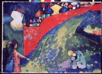""そうです。 Un mur rouge"" (Fate. A red wall) Peinture de Vassily Kandinsky (ou Wassily Kandinski ou Kandinskij)