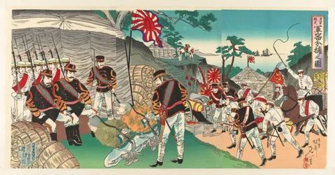 日本軍は逃げる敵が残した武器を捕獲します シングン ヘイソウ ガンキ ブンドリノズ