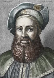 Retrato de Pietro Aretino (1492-1556) (Aretin), poeta italiano (Retrato do poeta italiano Pietro Aretino) Gravura Colecção Particular