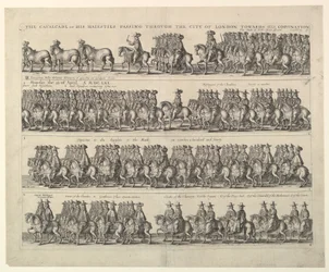 ロンドンを通るチャールズ2世の戴冠式行列、1662年。