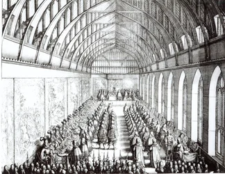 1672年、チャールズ2世の時代、ウィンザーのセントジョージズホールにあるガーターのごちそう