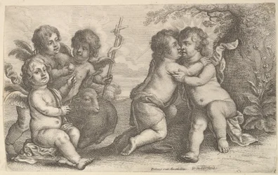 イエスと聖ヨハネがケルビムと抱き合うことで、1646年。