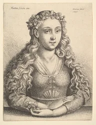 オークの葉のリースを持つ女性、1646年。