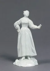 Fuorstbischoefliche Fayencemanufaktur Fulda制作のグループ「Commedia dell&39;Arte」のシニョーリアルシア、1770年頃（磁器）