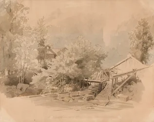 ノルウェーの水車小屋の風景