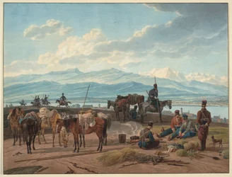 ロシア人コサックの停車 - Kobell, Wilhelm, Ritter von (1766-1853) - 1804 - 紙に水彩画 - 36,8x48,2 - 個人蔵