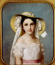 エミリー・レオ嬢の肖像。若い女の子の肖像。Whilem Lehmann（1819-1905）による絵画