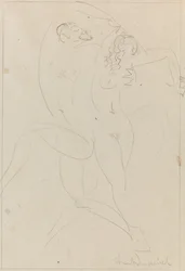 ニンフとサテュロス, c.1915 (紙にグラファイト)