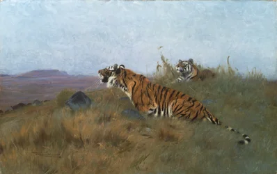 獲物を狙うタイガー（絵画