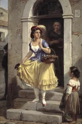 カーニバルに向かう途中のイタリア人女性